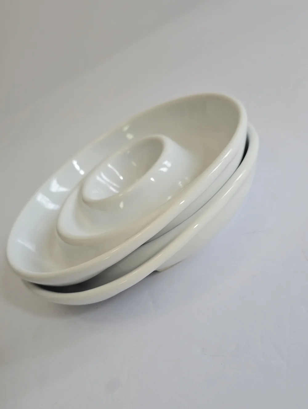 Vintage Pottery Barn Set Of 2 Swirl Appetizer Dipping Plates White Stackable